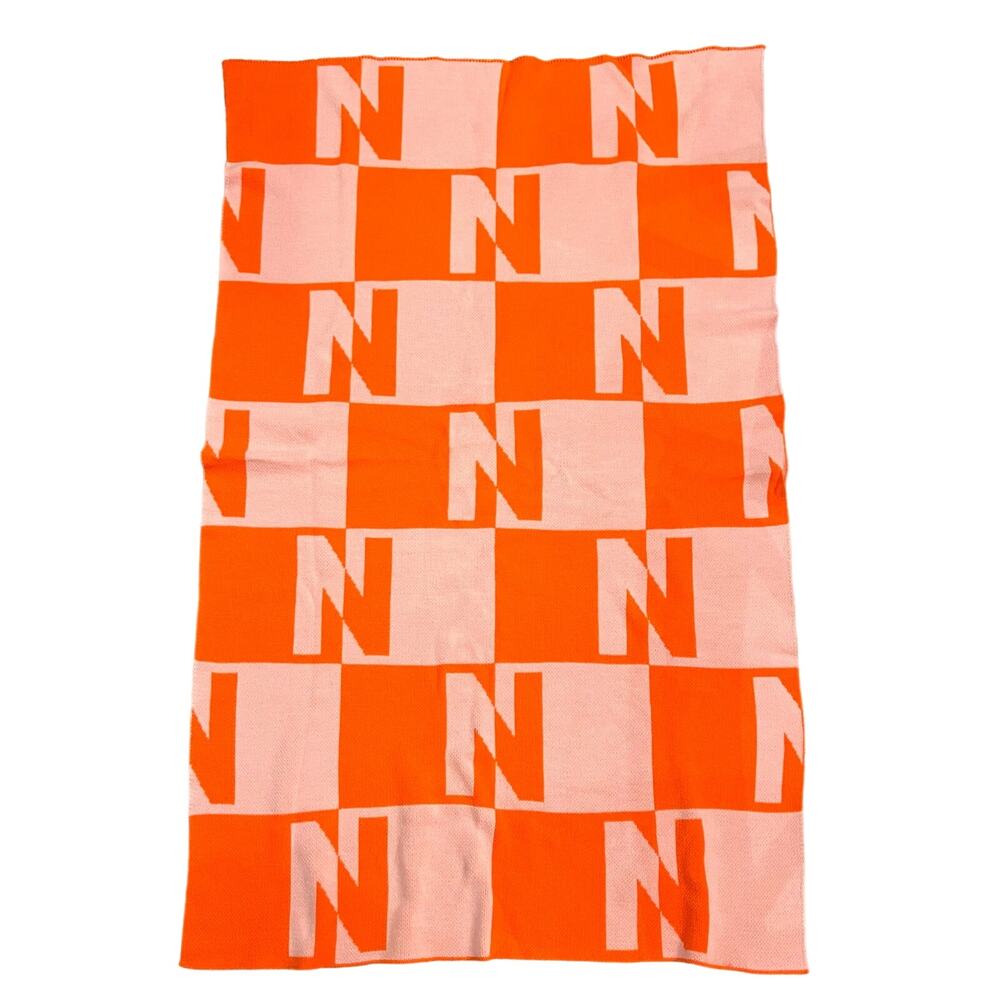 Baublebar Throw Blanket Opposites Attract N Letter Pink Orange Monogram Initial